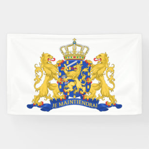 Netherlands Coat of Arms on White bnrcnt Banner