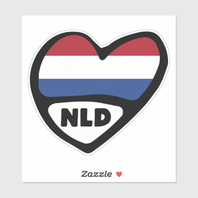 Netherlands Country Code Flag Heart, NLD (Sheet)