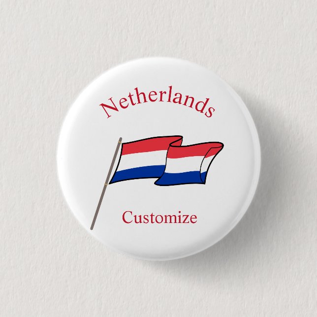 Netherlands Country Flag Thunder_Cove 1 Inch Round Button (Front)