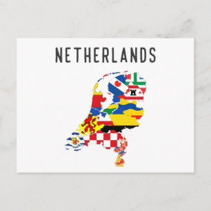 Netherlands country regions province flag map symb postcard