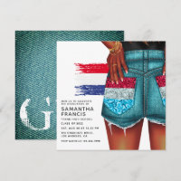 Netherlands Denim Girl Graduation Party Invitation