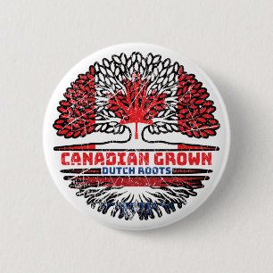 Netherlands Dutch Canadian Canada Tree Roots Flag 2 Inch Round Button