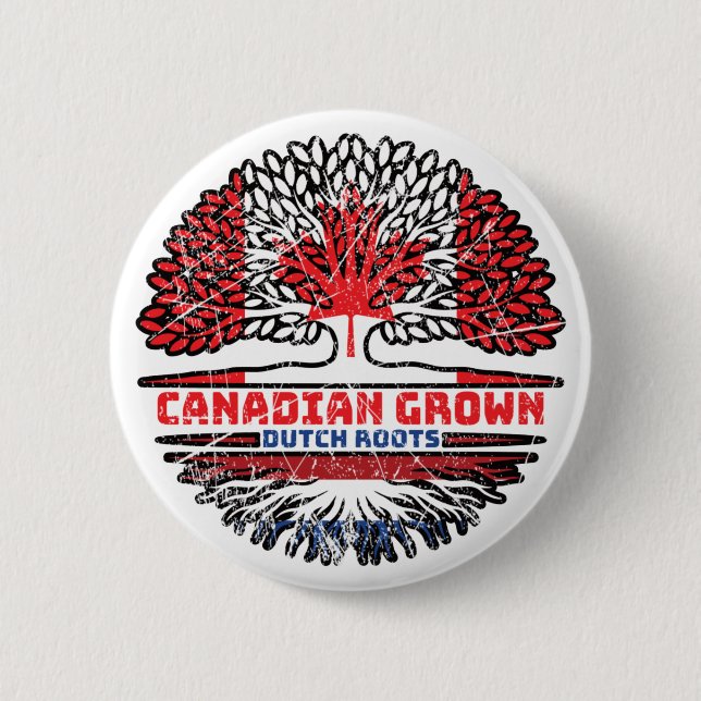Netherlands Dutch Canadian Canada Tree Roots Flag 2 Inch Round Button (Front)