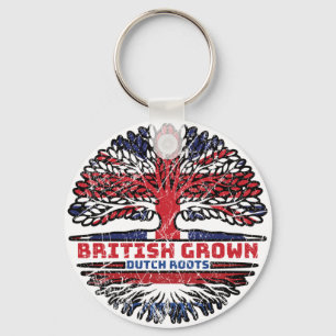 Netherlands Dutch Uk United Kingdom British Tree Keychain