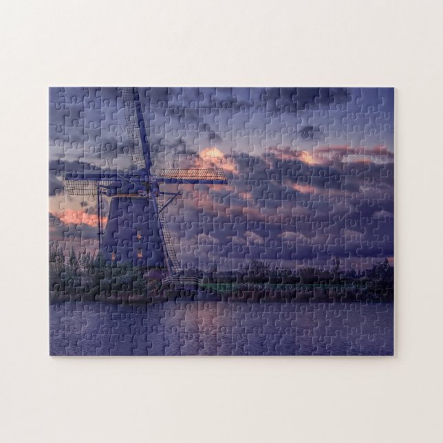 Netherlands Dutch Windmill Windmill River Sky Jigs Jigsaw Puzzle (Horizontal)