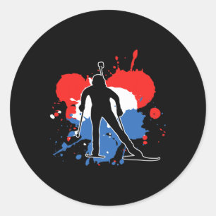 Netherlands Flag Biathlonist - Dutch Biathlon 1  Classic Round Sticker
