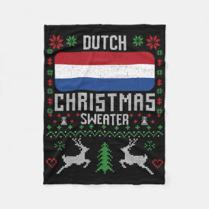 Netherlands Flag Dutch Christmas Sweater  Fleece Blanket
