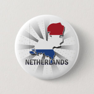 Netherlands Flag Map 2.0 2 Inch Round Button