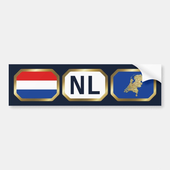 Netherlands Flag Map Code Bumper Sticker (Front)