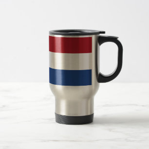 Netherlands flag: Red White Blue Stripes Travel Mug