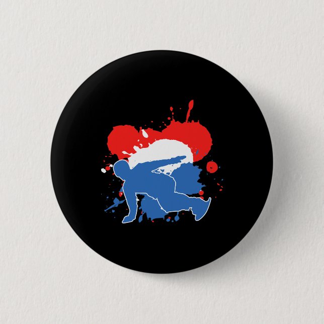 Netherlands Flag Snowboarder - Dutch Snowboarding  2 Inch Round Button (Front)