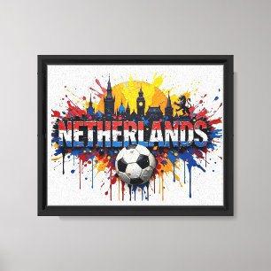 Netherlands Football Citiscape Oil Painting Style Canvas Print