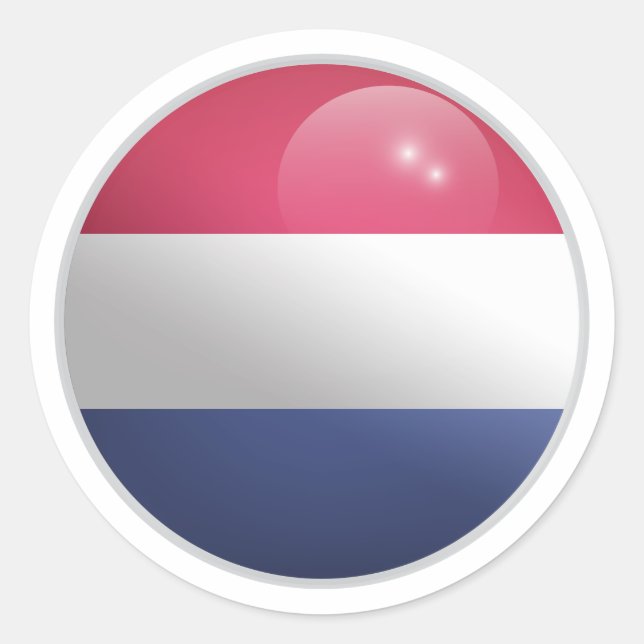 Netherlands Glossy Circle Flag  Classic Round Sticker (Front)