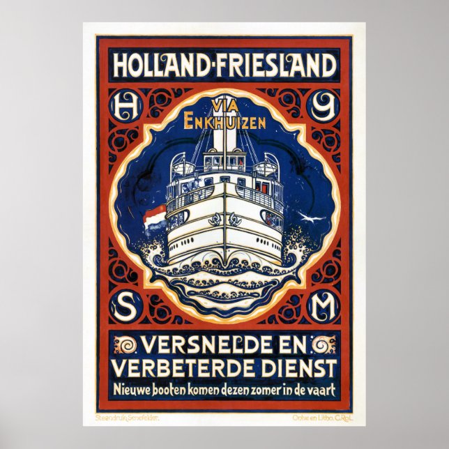 Netherlands Holland Vintage Travel Poster Restored (Front)