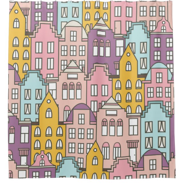Netherlands houses set hand drawn seamless pattern (Front)
