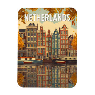 Netherlands Illustration Travel Art Vintage Magnet