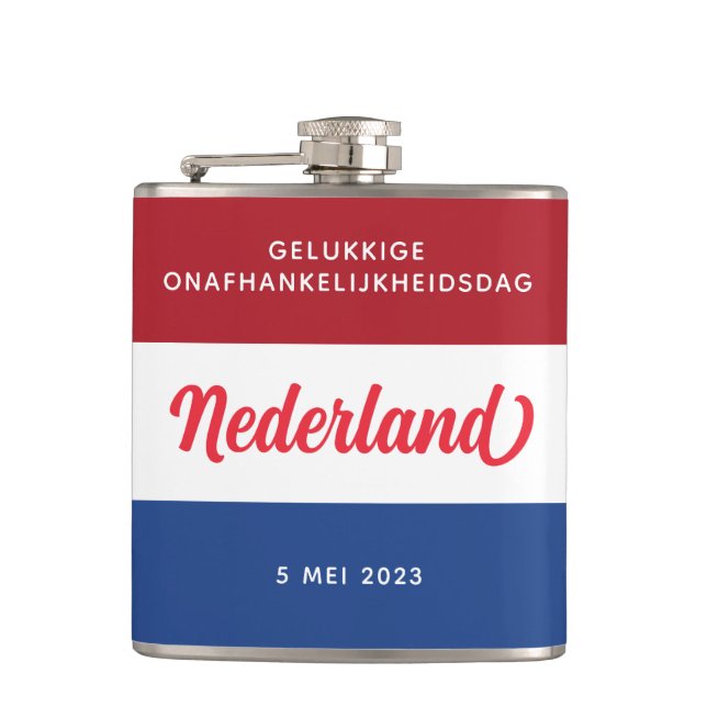 Netherlands Independence Day Dutch National Flag Hip Flask (Front)