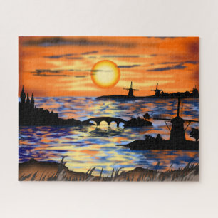 Netherlands Landscape Puzzle Sunrise