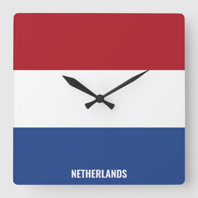 Netherlands National Flag Patriotic Square Wall Clock (Front)