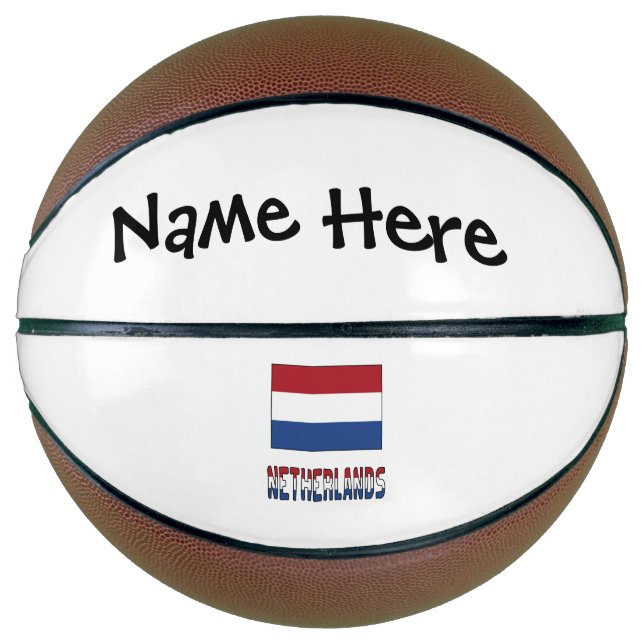 Netherlands Netherlander Flag Black Personalized Basketball (Front)