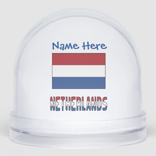 Netherlands Netherlander Flag Blue Personalized  Snowglobe (Front)