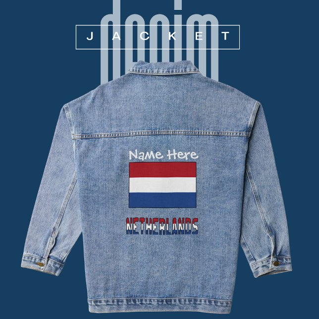 Netherlands Netherlanders Flag White Personalized Denim Jacket (Creator Uploaded)