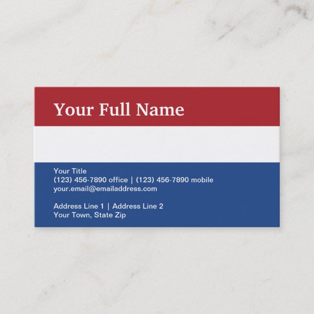Netherlands Plain Flag Business Card (Front)