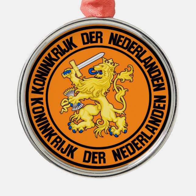 Netherlands Round Emblem Metal Ornament (Front)