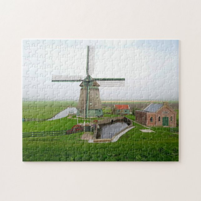 Netherlands Scenic Landscape Buildings Windmill Ji Jigsaw Puzzle (Horizontal)