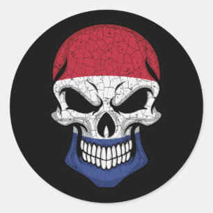 Netherlands Smiling Skull Flag Classic Round Sticker