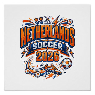 Netherlands Soccer 2026 Soccer Bold Country Typogr Poster