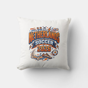 Netherlands Soccer 2026 Soccer Bold Country Typogr Throw Pillow
