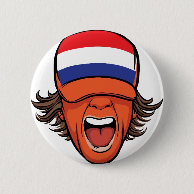 Netherlands Sports Fan 2 Inch Round Button (Front)