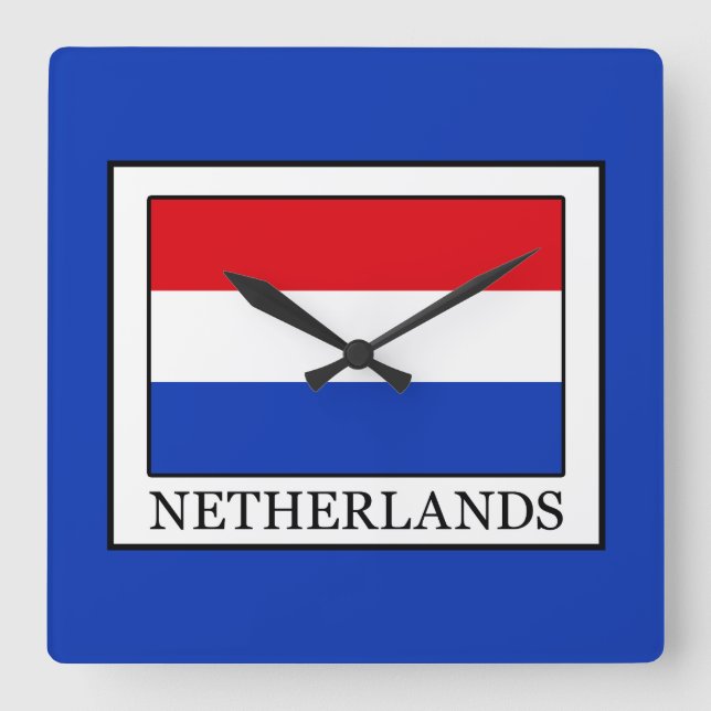 Netherlands Square Wall Clock (Front)