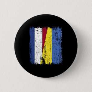 Netherlands Ukraine Half Flag Dutch Ukrainian Heri 2 Inch Round Button