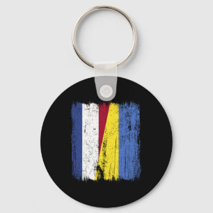Netherlands Ukraine Half Flag Dutch Ukrainian Heri Keychain