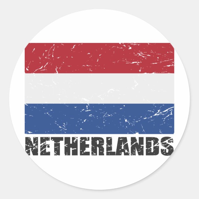 Netherlands Vintage Flag Classic Round Sticker (Front)