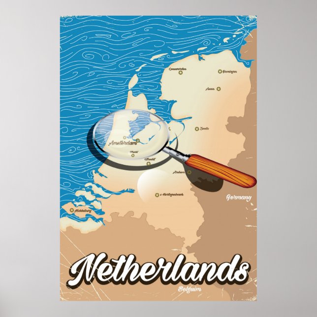Netherlands vintage map vacation poster (Front)