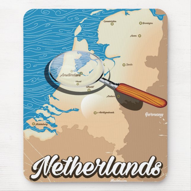 Netherlands vintage map vacation poster mouse pad (Front)