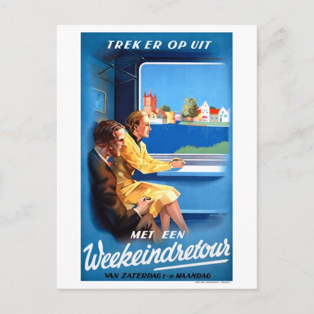 Netherlands Vintage Poster Restored Postcard (Front)