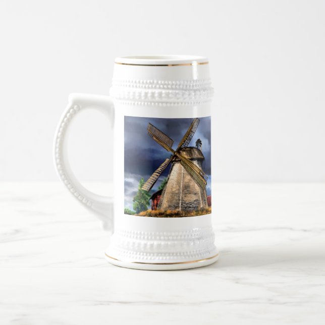 Netherlands Windmill Landscape Beer Stein (Left)