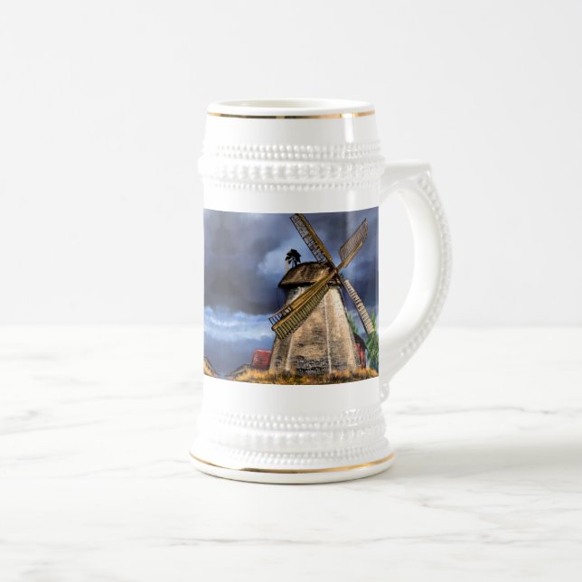 Netherlands Windmill Landscape Beer Stein Gift (Front Right)