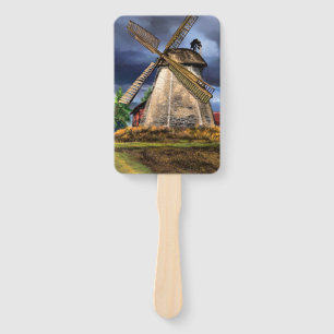 Netherlands Windmill Landscape Hand Fan