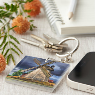 Netherlands Windmill Landscape Keychain Gift