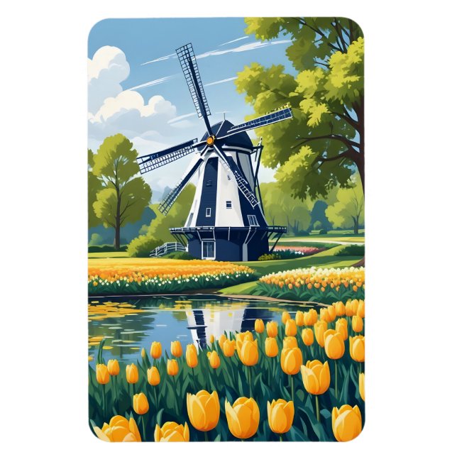 Netherlands Windmills Magnet (Vertical)