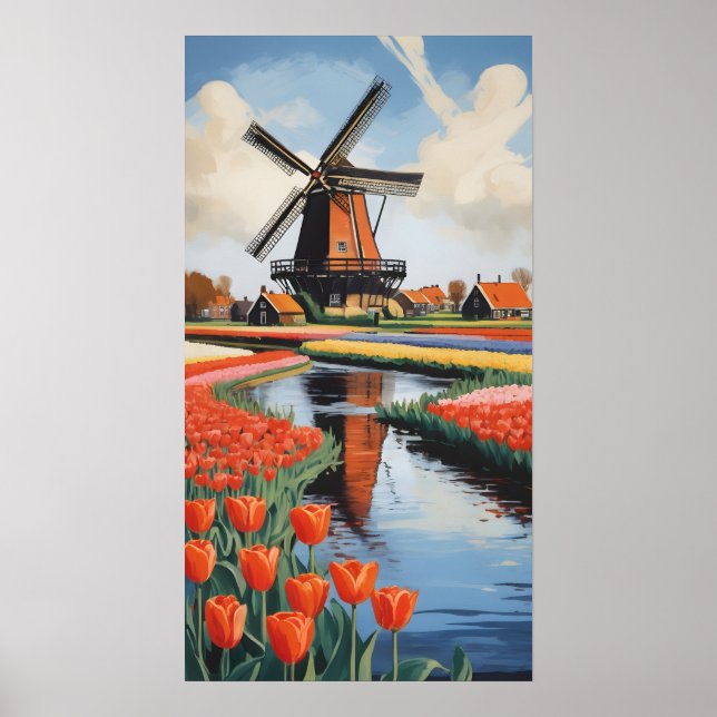 Netherlands Windmills Poster (Front)