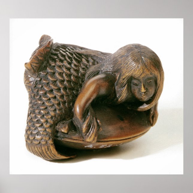 Netsuke carved in the shape of a mermaid poster (Front)