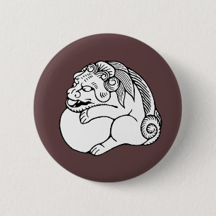 Netsuke shishi 2 inch round button