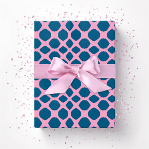 Netta Twist Lattice in Pink and Deep Aqua Wrapping Paper