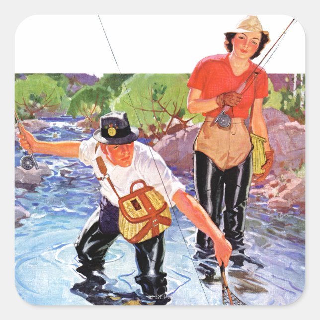 Netting A Fish by R.J. Cavaliere Square Sticker (Front)